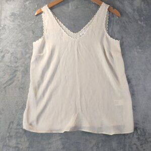LC Lauren Conrad Women‎ Scallop Trim Cami Tank Top XS Cream Sheer Romantic Boho